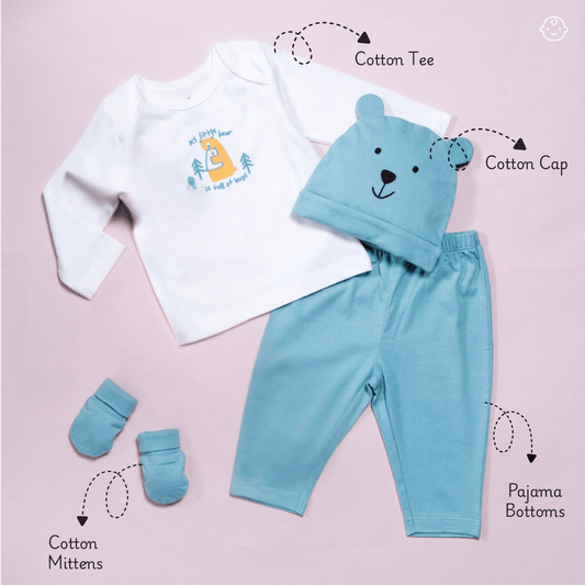 The Little Looker (4pcs) – 4 in 1 Unisex Newborn Baby Outfit & Gift Hamper