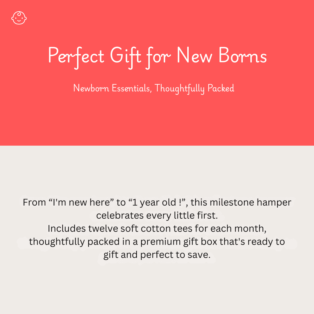 Growing Joy Hamper – Newborn Monthly Milestone tees (0-12 months)