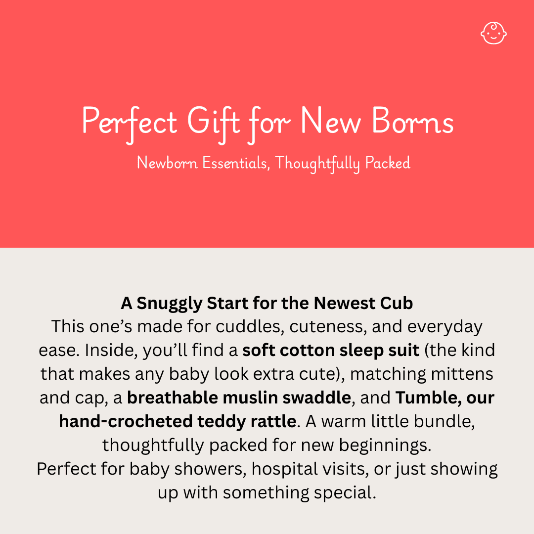The Cosy Cub – 5 in 1 Unisex Newborn Baby Outfit & Gift Hamper