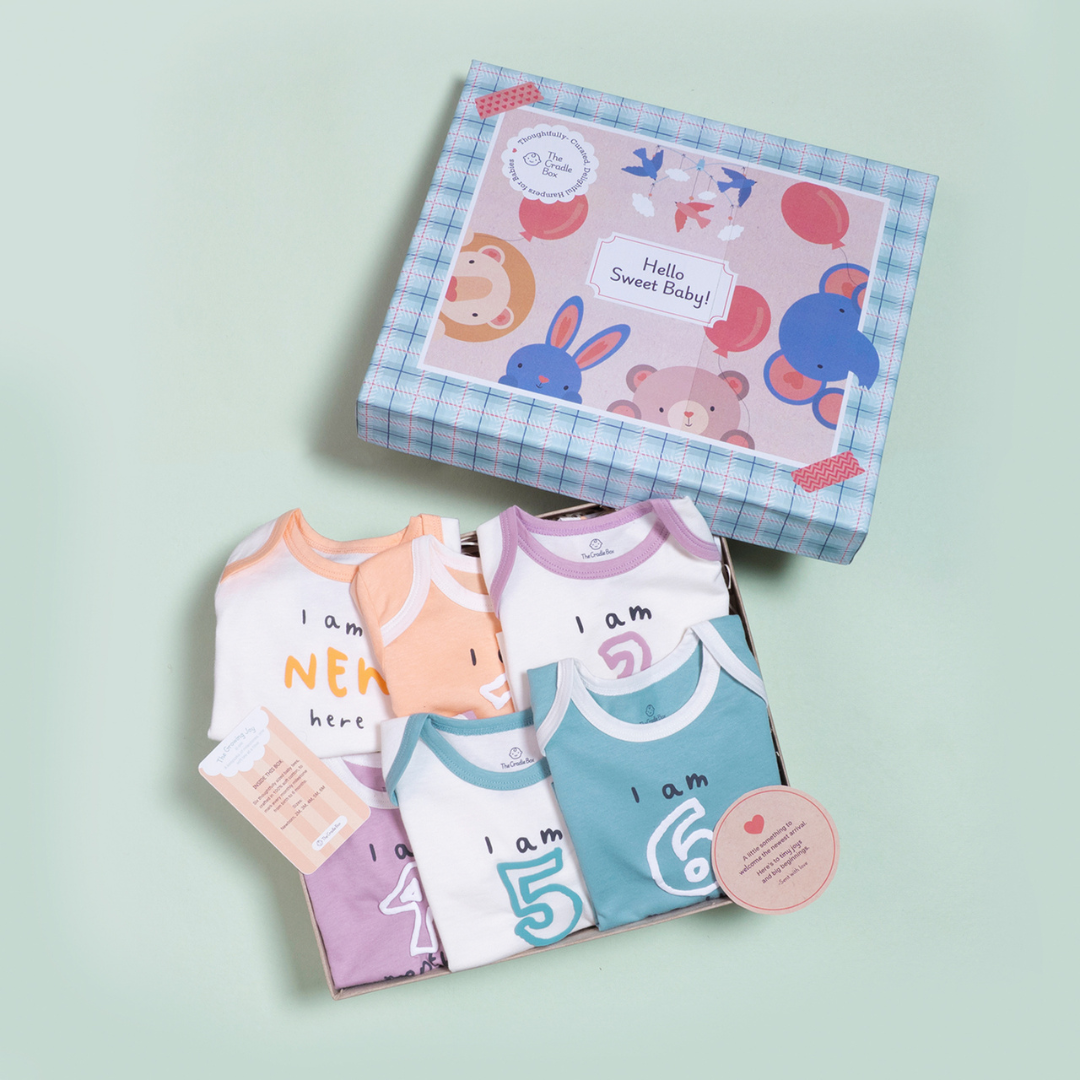 Growing Joy Hamper – Newborn Monthly Milestone tees (0-6 months)