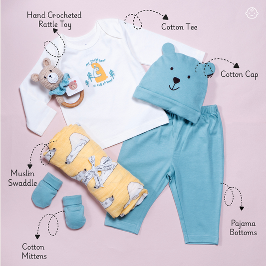 The Little Looker – 6 in 1 Unisex Newborn Baby Outfit & Gift Hamper
