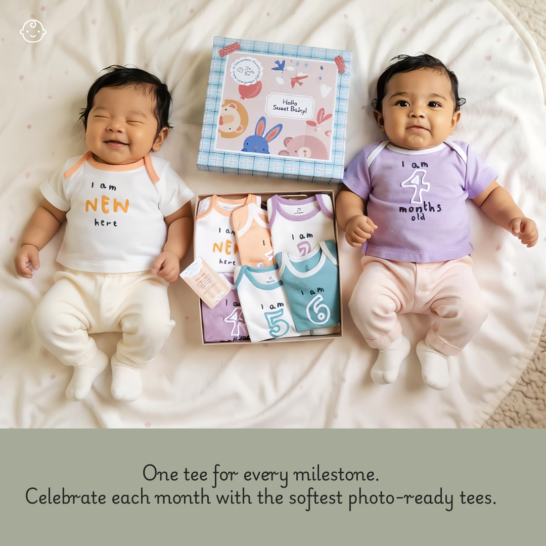 Growing Joy Hamper – Newborn Monthly Milestone tees (0-6 months)