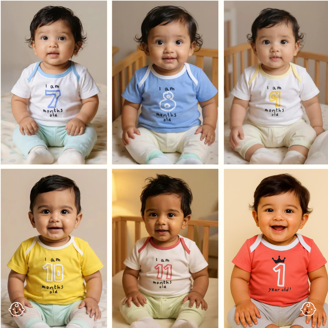 Growing Joy Hamper – Newborn Monthly Milestone tees (0-12 months)