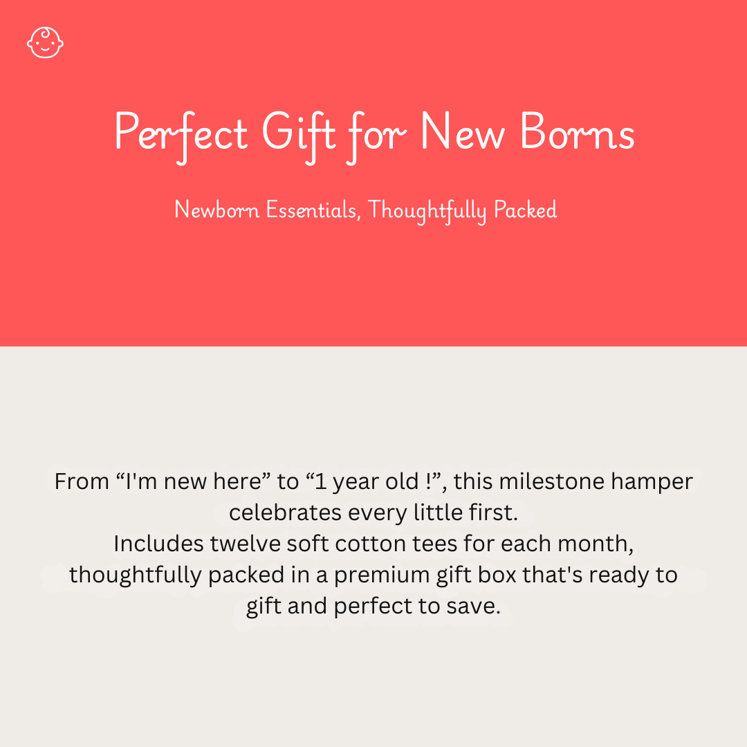 Growing Joy Hamper – Newborn Monthly Milestone tees (0-12 months)