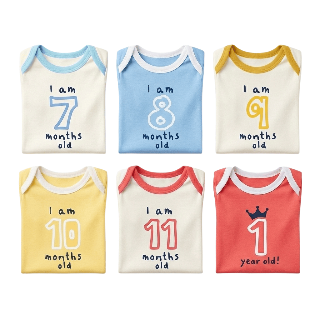Growing Joy Hamper – Newborn Monthly Milestone tees (7-12 months)