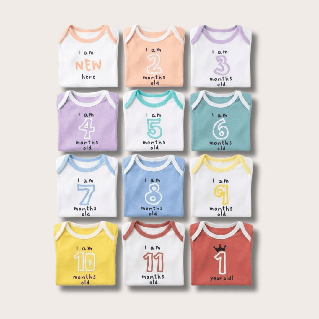 Growing Joy Hamper – Newborn Monthly Milestone tees (0-12 months)